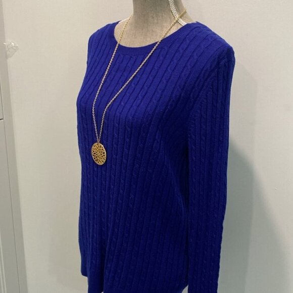 Talbots Blue Cable Crewneck Sweater - Picture 8 of 14